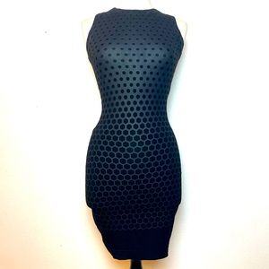 SKINGRAFT S sexy black geometric mini/midi dress. High fashion boutique. EUC.